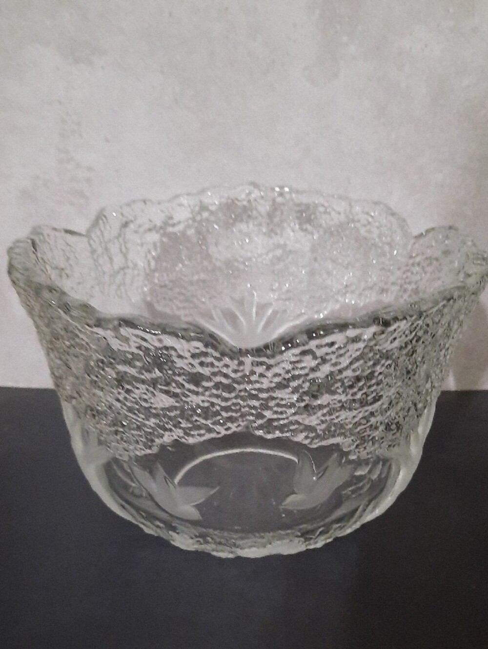 Vintage Mikasa " Tree Love" Pattern Clear Glass Bowl With 3D Birds & Trees - Picture 8 of 11
